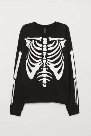 Sweatshirt with Printed Design - Black/skeleton - Ladies | H&M US