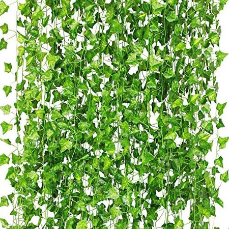 Amazon.com: CQURE 12 Pack 84Ft Artificial Ivy Garland,Ivy Garland Fake Vines UV Resistant Green Leaves Fake Plants Hanging Vines for Home Kitchen Wedding Party Garden Wall Room Decor: Home & Kitchen