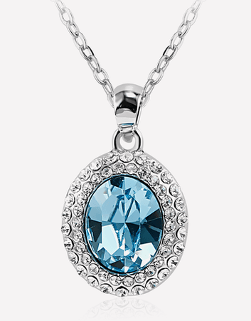 Blue Swarovski Crystal Jewelry – All Crystal Necklace, Bracelet, Dangle Earrings – OFLARA