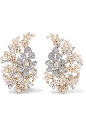 Bina Goenka | 18-karat gold, pearl and diamond earrings | NET-A-PORTER.COM
