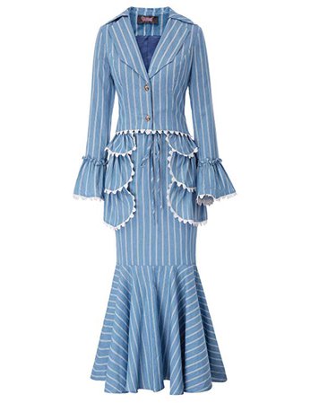 Amazon.com: Women 3pcs Set Vintage Victorian Costume Edwardian Suit Coat+Skirt+Apron: Clothing