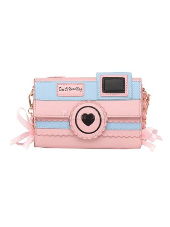 Sweet Lolita Bag Pink Camera Shaped PU Leather Cross Body Bag - Lolitashow.com
