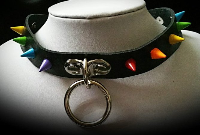 Spiked Rainbow Pride O Ring Dangle Choker with 10mm Spikes | Etsy