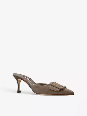 MANOLO BLAHNIK - Maysale 70 buckle-embellished suede heeled mules | Selfridges.com