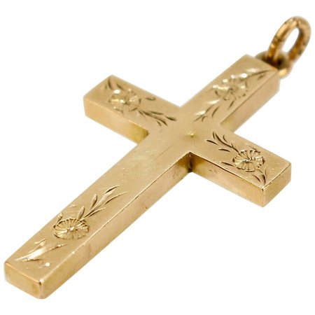 Russian Imperial-era Gold Cross Pendant, Moscow, 1860s For Sale at 1stDibs