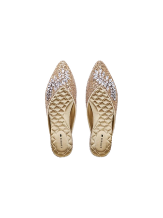 gold bejeweled slippers footwear