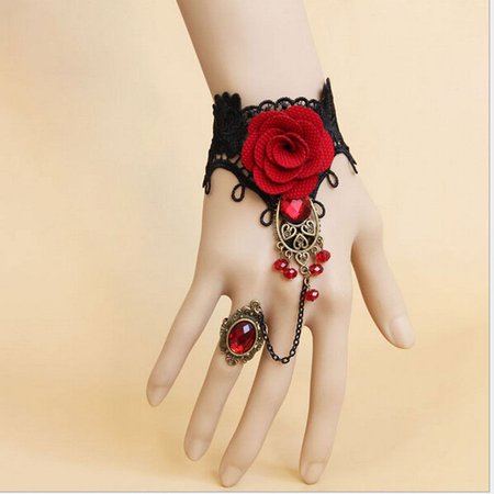 Red Rose Lace Bracelet/Ring