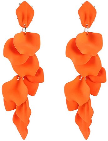 Amazon.com: Luluping Dangle Acrylic Petal Earrings – Long Drop Statement Fashion Rose Flower Earrings for Women, Hanging Resin Floral Tassel Earrings (Orange Flower Earrings): Clothing