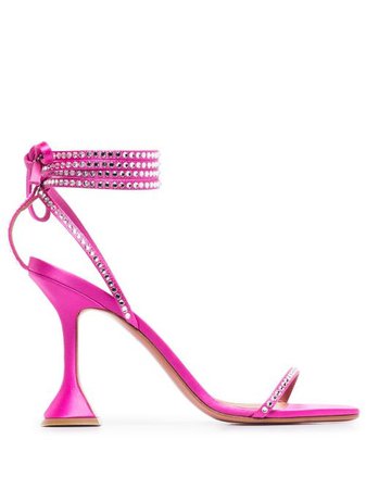 Shop pink Amina Muaddi Vita 95mm wrap-tie sandals with Express Delivery - Farfetch