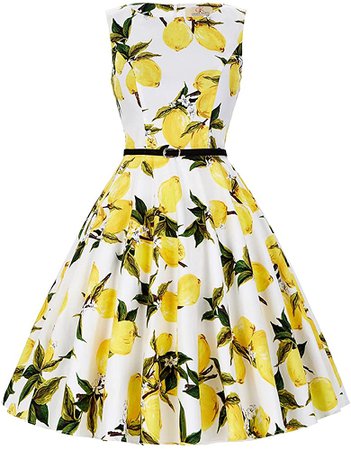 GRACE KARIN Floral A-Line 1940's Dresses for Women with Belt Size L F-33 at Amazon Women’s Clothing store
