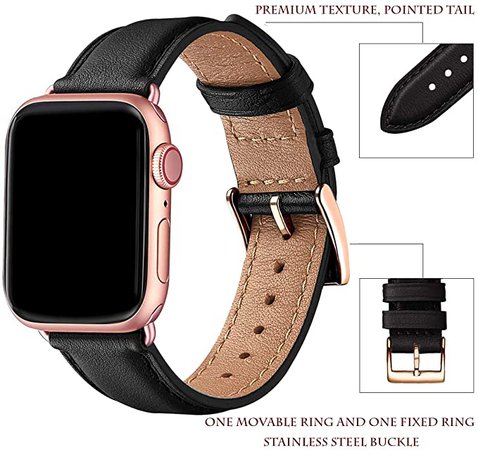 Amazon.com: OMIU Square Bands Compatible for Apple Watch 38mm 40mm 42mm 44mm, Genuine Leather Replacement Band Compatible with Apple Watch Series 6/5/4/3/2/1, iWatch SE (Pink Sand/Rose Gold Connector, 38mm 40mm) : Cell Phones & Accessories