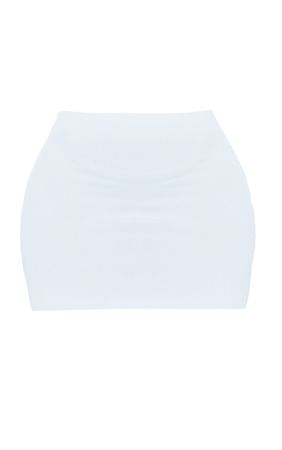 Shape White Rib Raw Hem Micro Mini Skirt | PrettyLittleThing USA