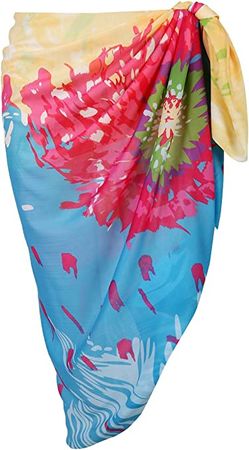 Ayliss Womens Swimwear Chiffon Printed Cover up Beach Sarong Pareo Bikini Swimsuit Wrap (#19 (57"*55")) at Amazon Women’s Clothing store