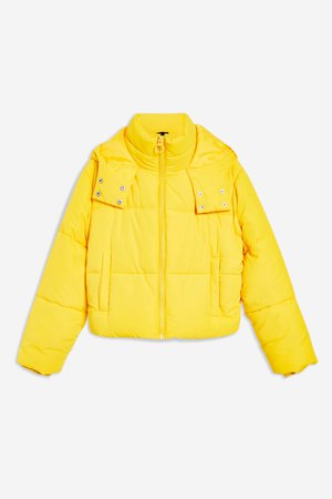 Yellow Hooded Puffer Jacket | Topshop