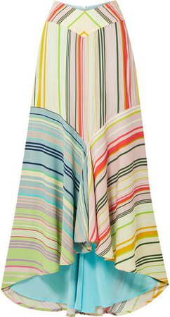 Beverly Striped Crepe De Chine Maxi Skirt - Green