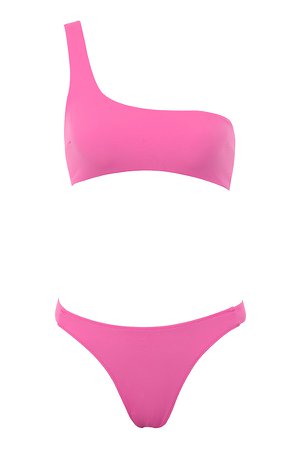 Clothing : Swimwear : 'Antonio' Pink One Shoulder Bikini