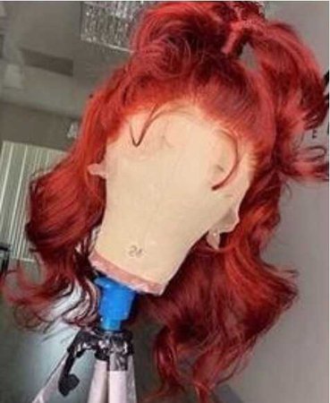 red half up half down curly lace wig