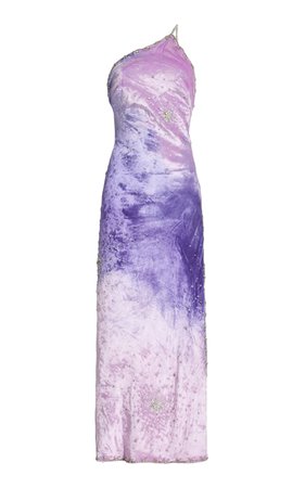 Asymmetric Embroidered Velvet Maxi Dress By Des Phemmes | Moda Operandi