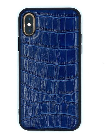 Personalised Leather iPhone Case - Navy Croc– Mark Russell Leather