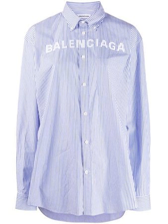 Balenciaga Logo Detail Striped Shirt - Farfetch
