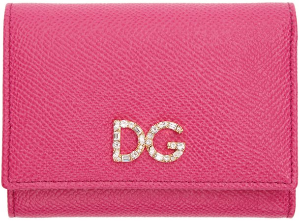 Dolce & Gabbana: Pink Crystal Flap Wallet | SSENSE