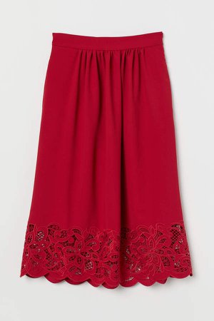 Skirt with Lace - Red