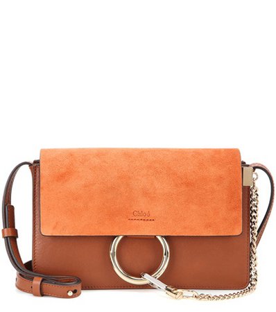 Faye Small suede and leather shoulder bag