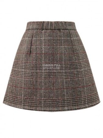 Khaki Plaid Button Front Mini Skirt