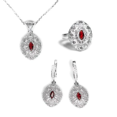 Earrings | Shop Women's Silver Sterling Chain Earring Necklace Ring Jewelry Set at Fashiontage | SET-811