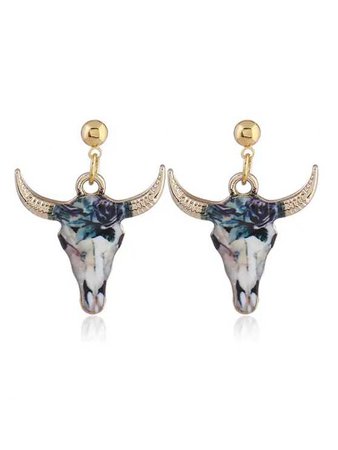 Boho Style Tiny Cow Head Alloy Drop Earrings DEEP BLUE: Earrings | ZAFUL