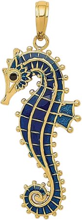 blue gold enamel seahorse pendant
