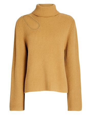 Jonathan Simkhai Dustin Cut-Out Recycled Cashmere Sweater in brown | INTERMIX®