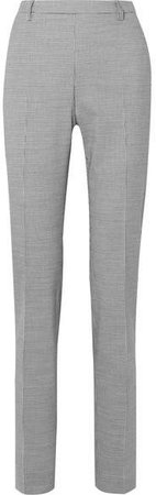 Pepita Houndstooth Stretch Wool And Cotton-blend Slim-leg Pants - Gray