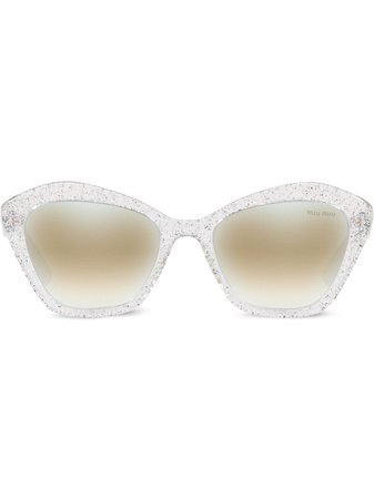 Metallic Miu Miu Eyewear Cat-Eye Sunglasses | Farfetch.com