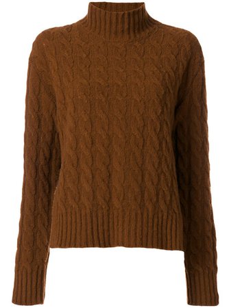 MSGM - turtleneck cable knit jumper - women - Polyamide/Wool - S, Brown, Polyamide/Wool - Wheretoget