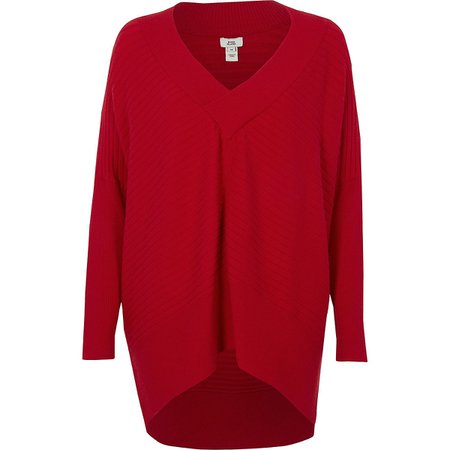 River Island red long sweater