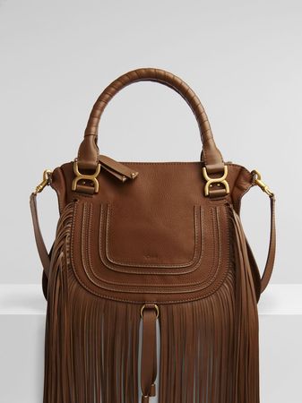 Marcie Leather Handbag In Multi Fringe Shiny Calfskin & Small Grain Calfskin | Chloé US