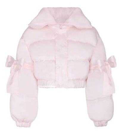 fluffy pink jacket with bows