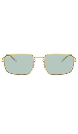 Ray-Ban Evolve Rectangle in Gold & Green to Blue | REVOLVE