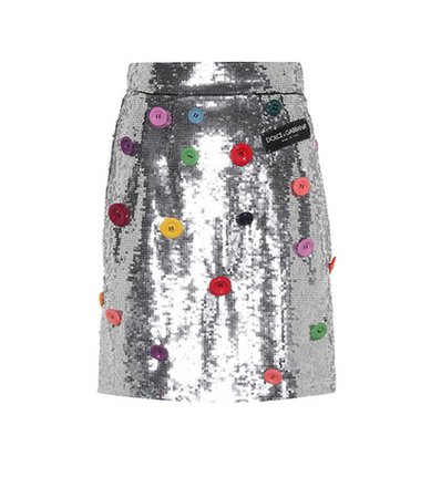 Embellished sequinned skirt