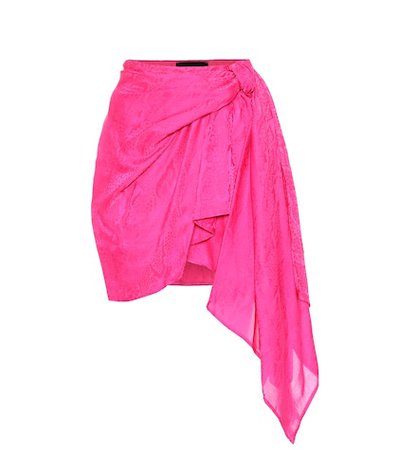 Asymmetric silk-blend miniskirt