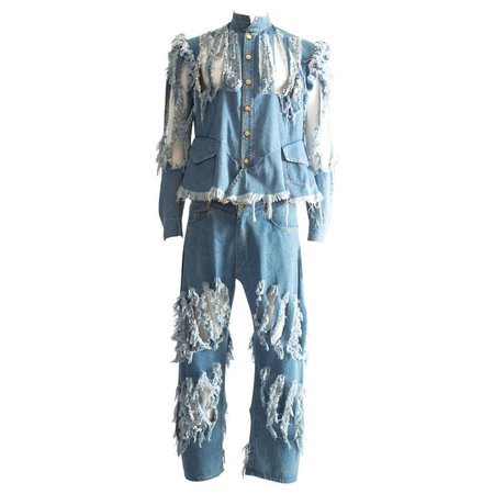Vivienne Westwood Mens 'Cut, Slash and Pull' denim suit, SS 1991 For Sale at 1stdibs