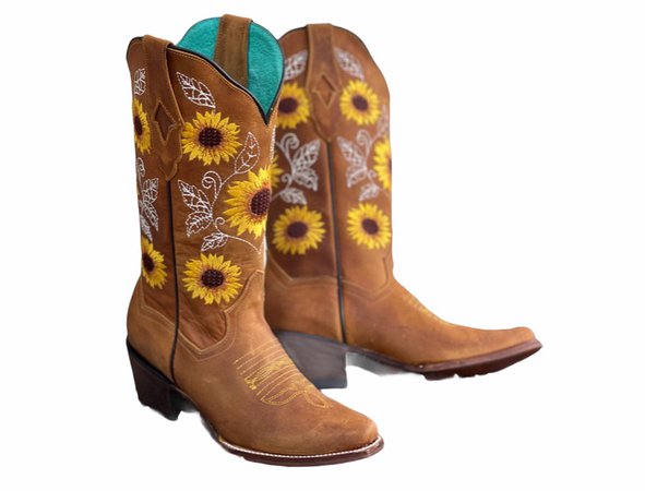 boots cowgirl sunflower flower