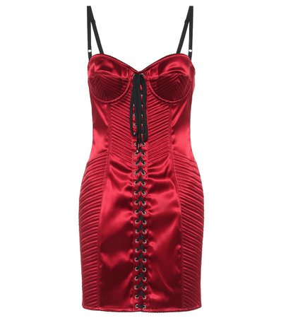 Dolce & Gabbana - Lace-up stretch-satin minidress | Mytheresa