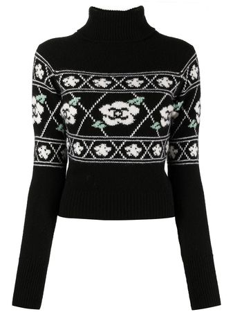 Chanel Pre-Owned 1990s Camélia Motif intarsia-knit Cashmere Jumper - Farfetch