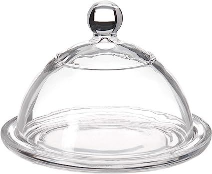 Amazon.com | Circleware De Fromage Mini Glass Butter Dish Dome Tray Plate Multi-Purpose Preserving Serving Dessert Home and Kitchen Glassware for Cream Cheese Cake, Salad Foods, 4.5” x 6”, Clear: Plates