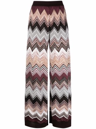 Shop Missoni chevron-knit wide-leg trousers with Express Delivery - FARFETCH