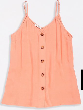 Coral Button Front Cami Tank