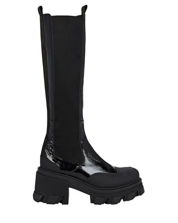 GANNI's Cleated Leather Knee Chelsea Boots | INTERMIX®
