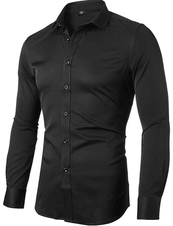 Black tight fit button up